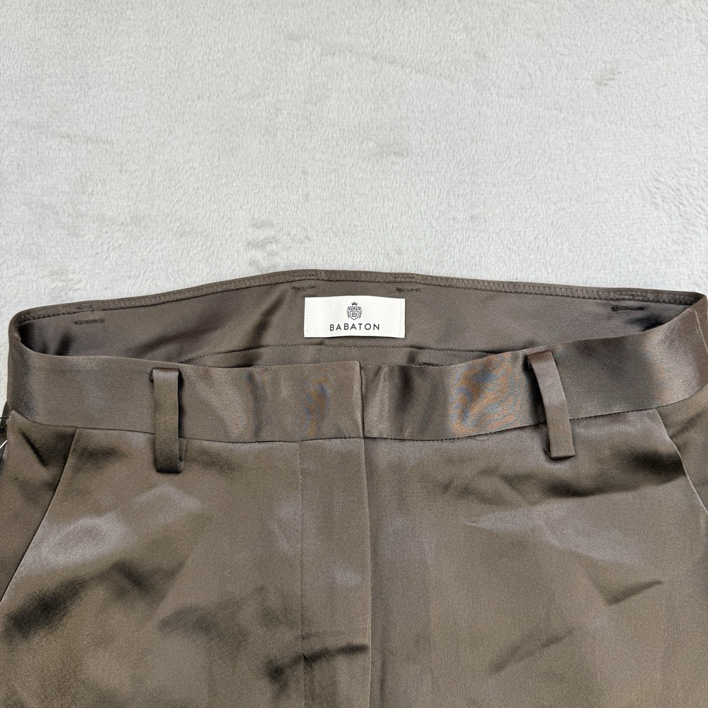 Aritzia Babaton Pants Womens Size 2 Brown Refined Satin High Waisted Cargo - Picture 4 of 12